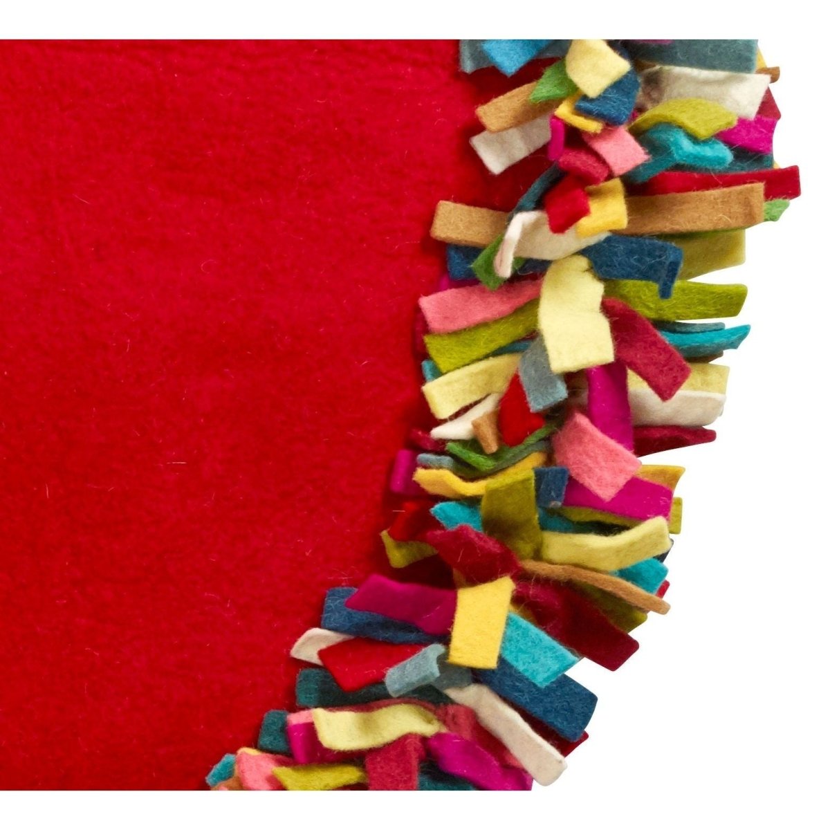 Shop For Handmade Felt Multicolor Fringe Border Red Wool Christmas Tree Skirt Arcadia Home