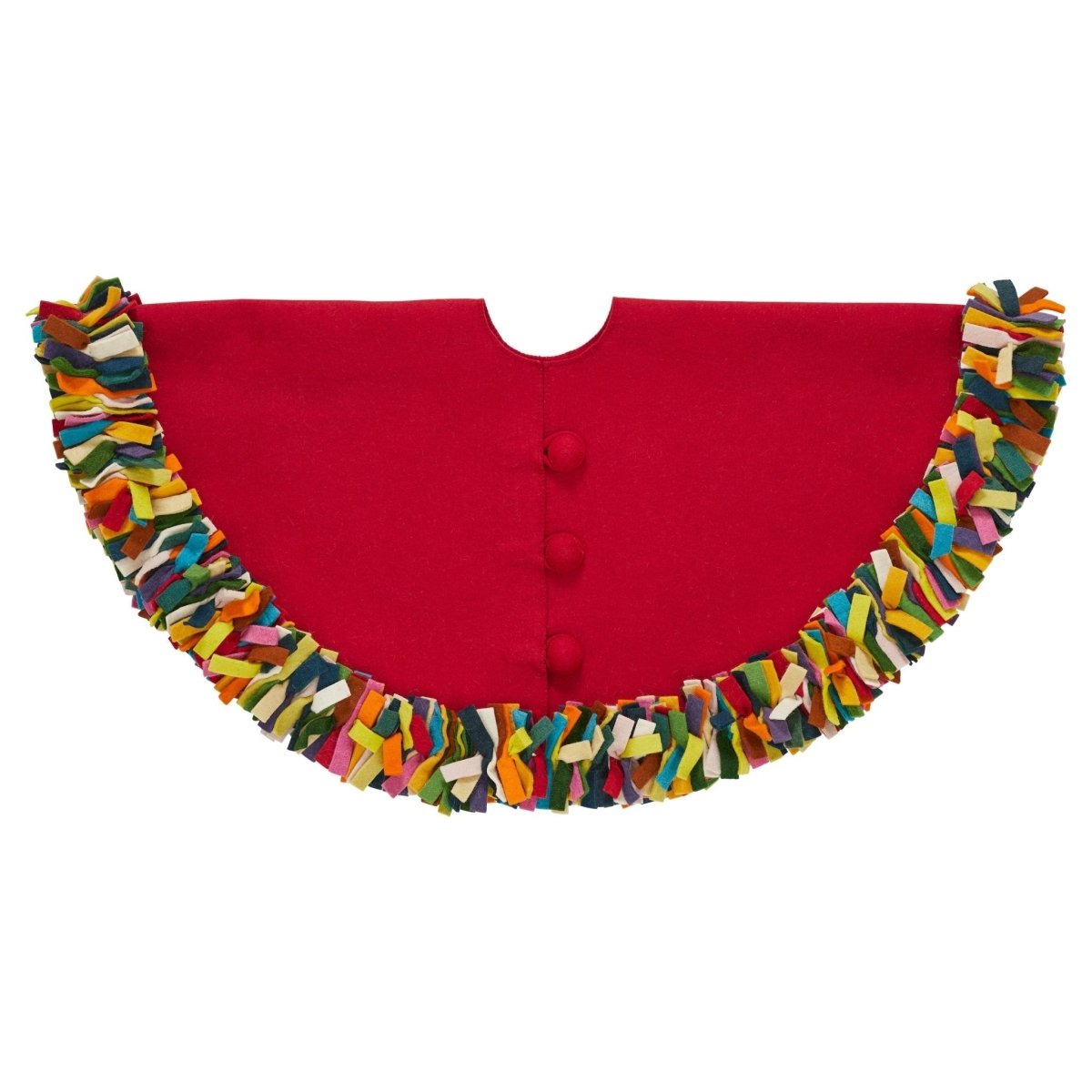 Shop For Handmade Felt Multicolor Fringe Border Red Wool Christmas Tree Skirt Arcadia Home