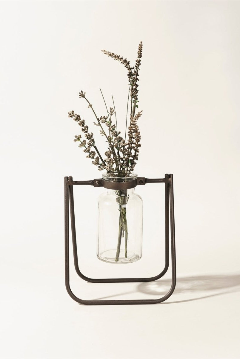 Shop For Hanging Glass Jar Vase with Metal Stand (Set of 2)