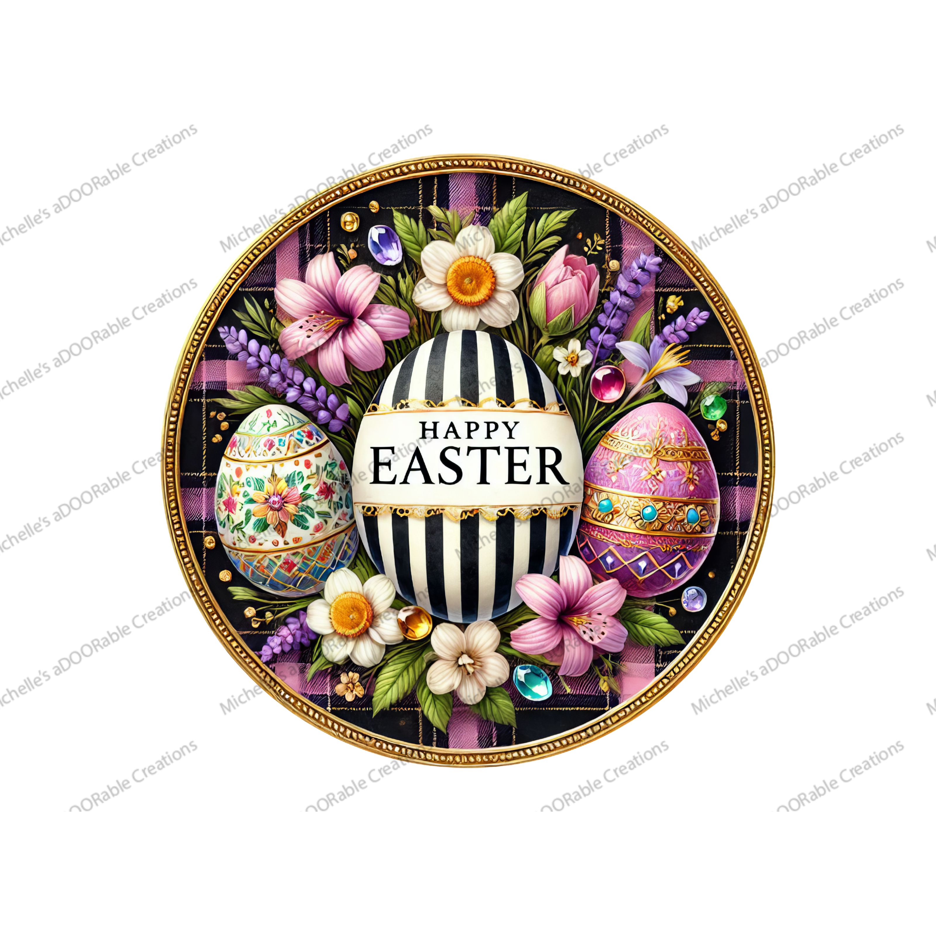 Shop For Happy Easter Black White Egg Metal Sign