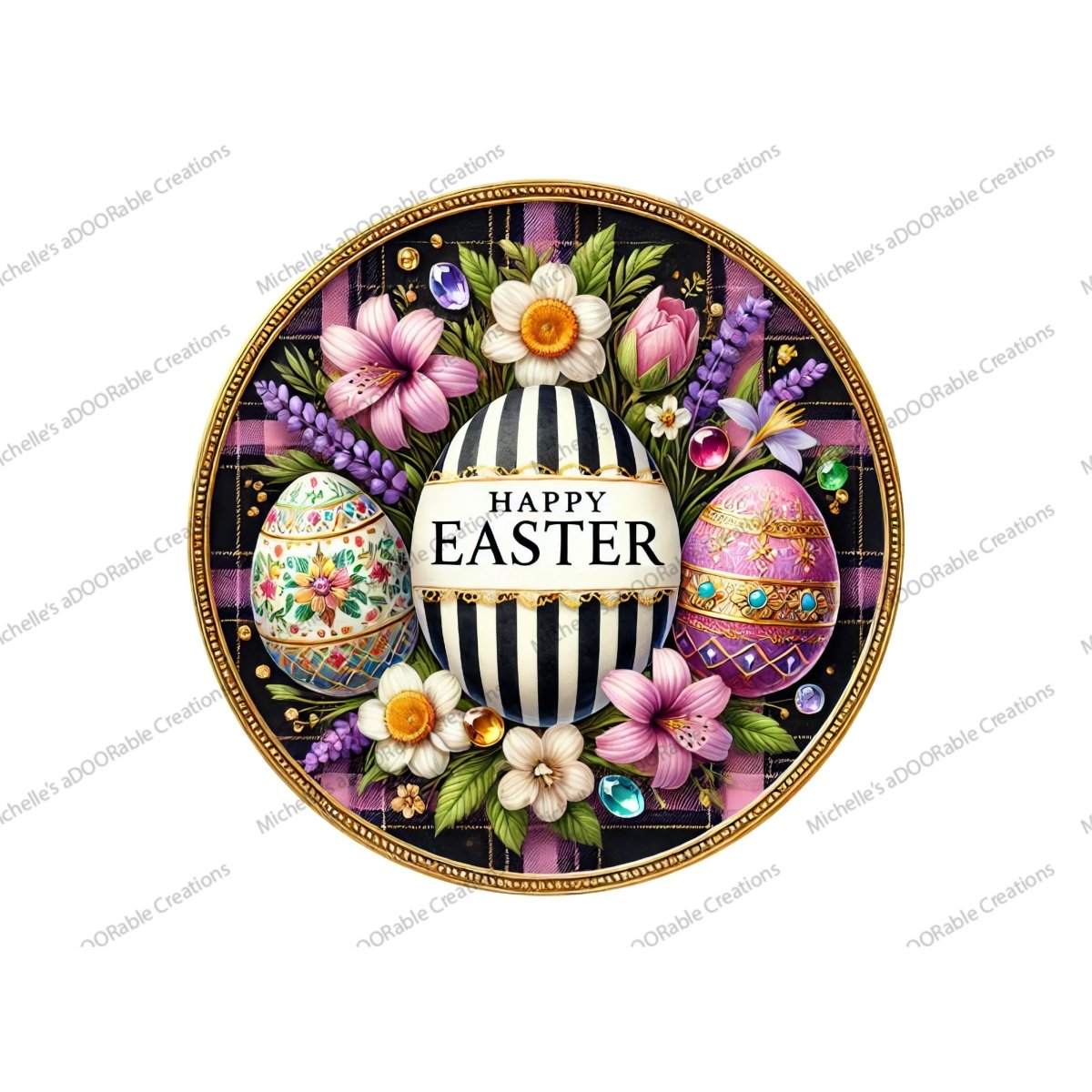 Shop For Happy Easter Black White Egg Metal Sign
