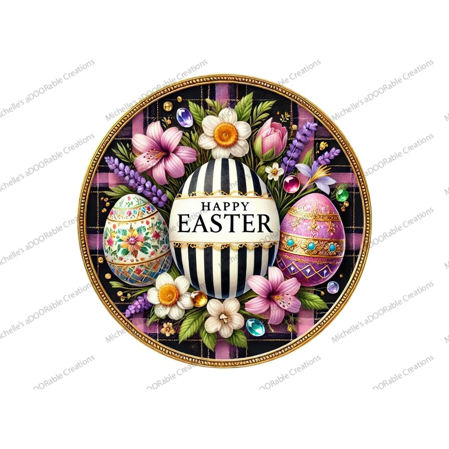 Shop For Happy Easter Black White Egg Metal Sign