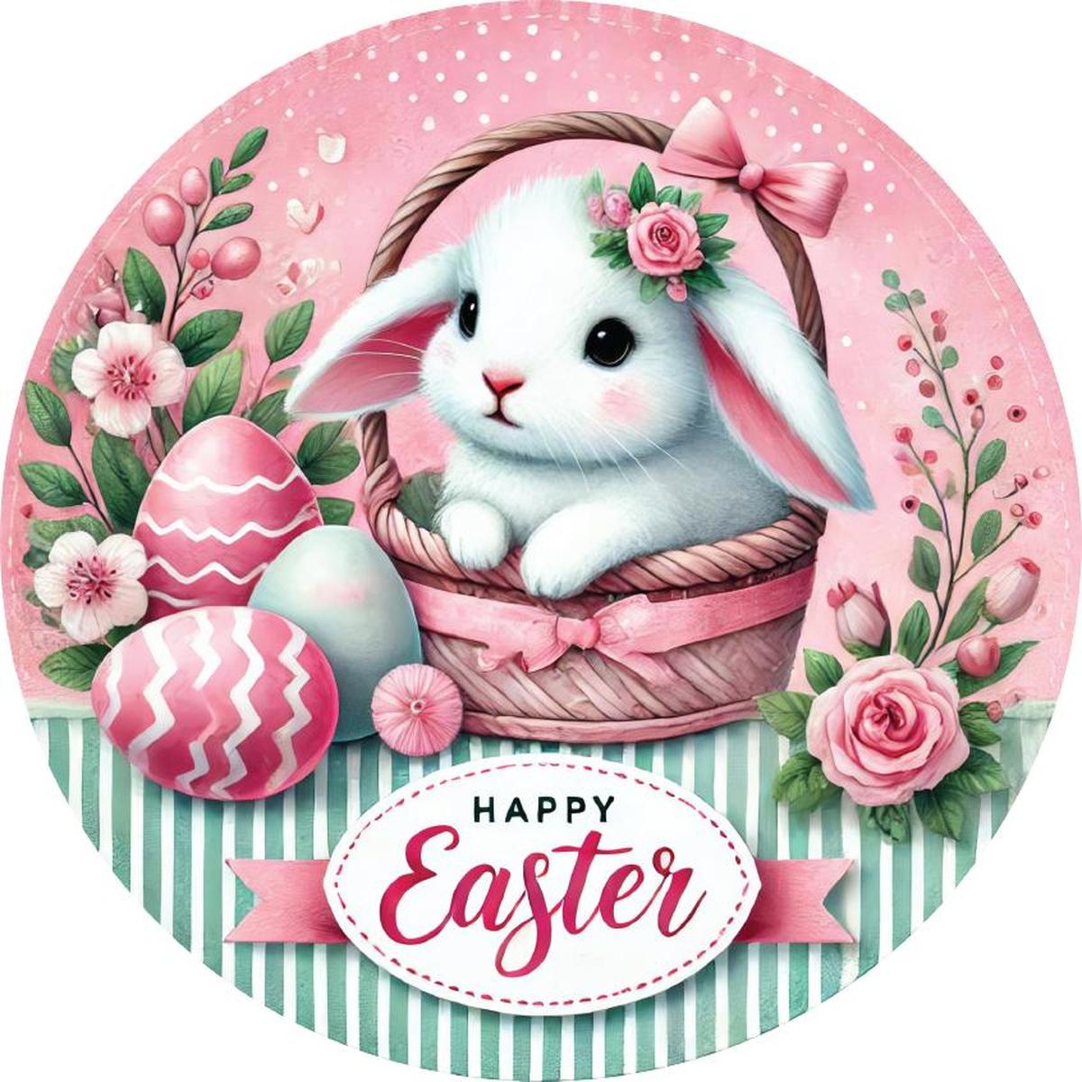Shop For Happy Easter Bunny Basket Round Sign