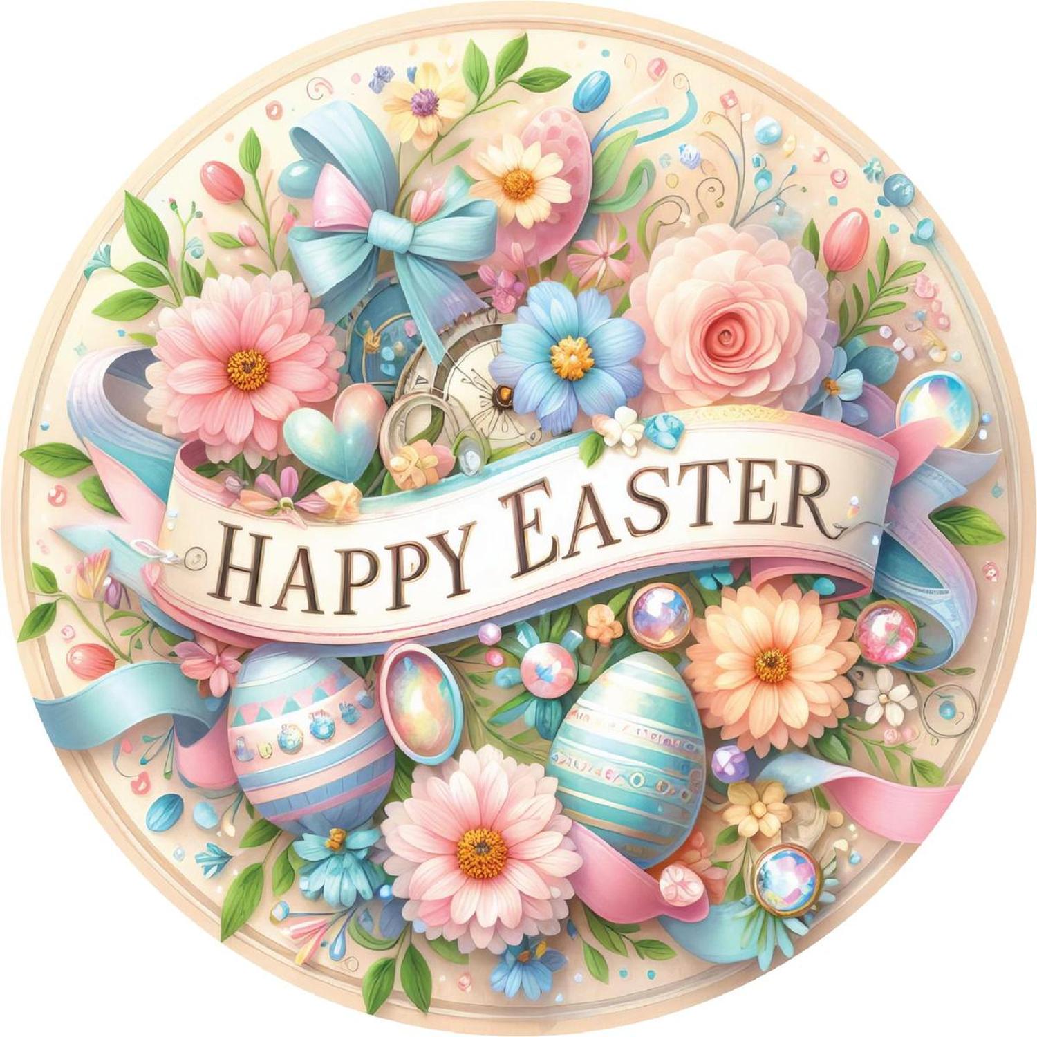 Shop For Happy Easter Pastel Eggs Floral Sign