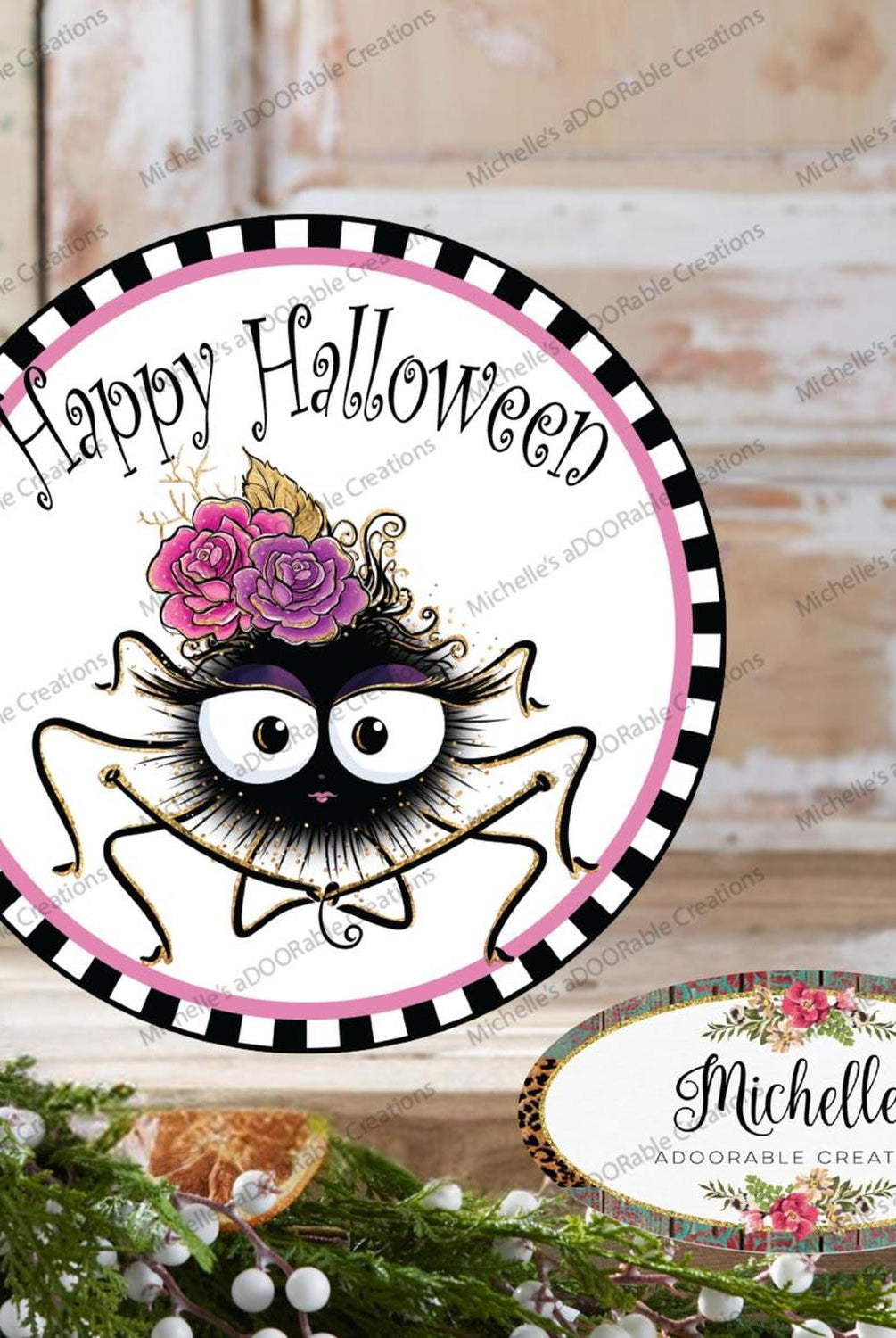 Happy Halloween Cute Spider Sign