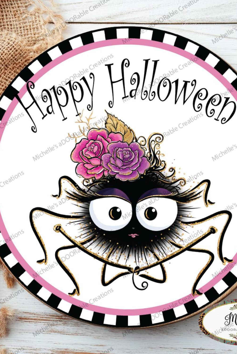 Happy Halloween Cute Spider Sign