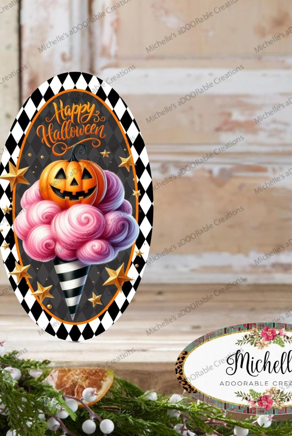 Happy Halloween Ice Cream Cone Oval Sign