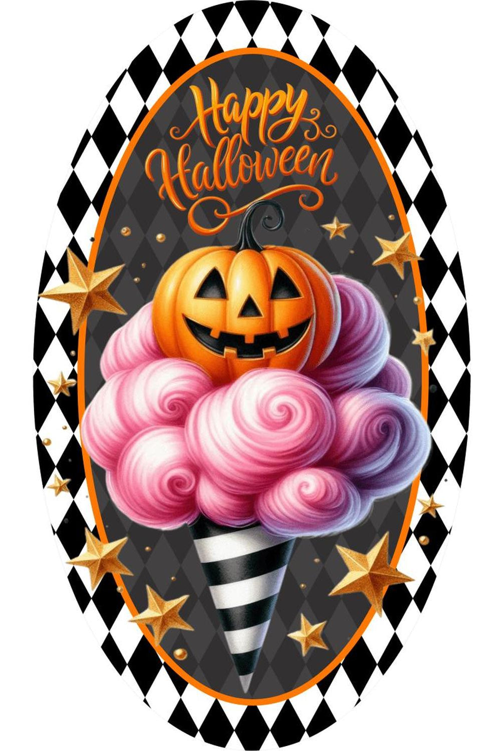 Happy Halloween Ice Cream Cone Oval Sign