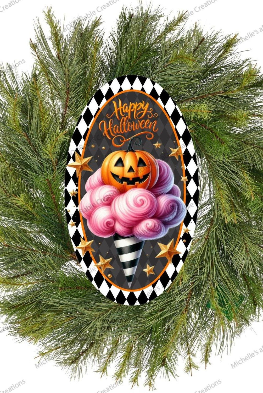 Happy Halloween Ice Cream Cone Oval Sign