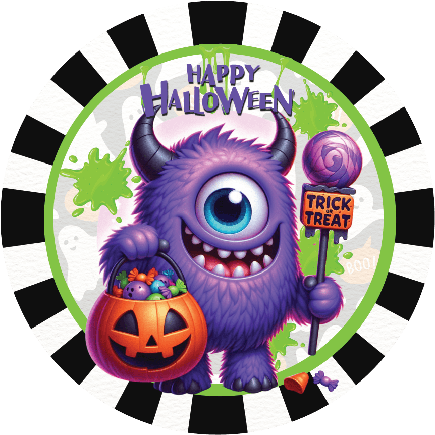 Shop For Happy Halloween Purple Monster Sign