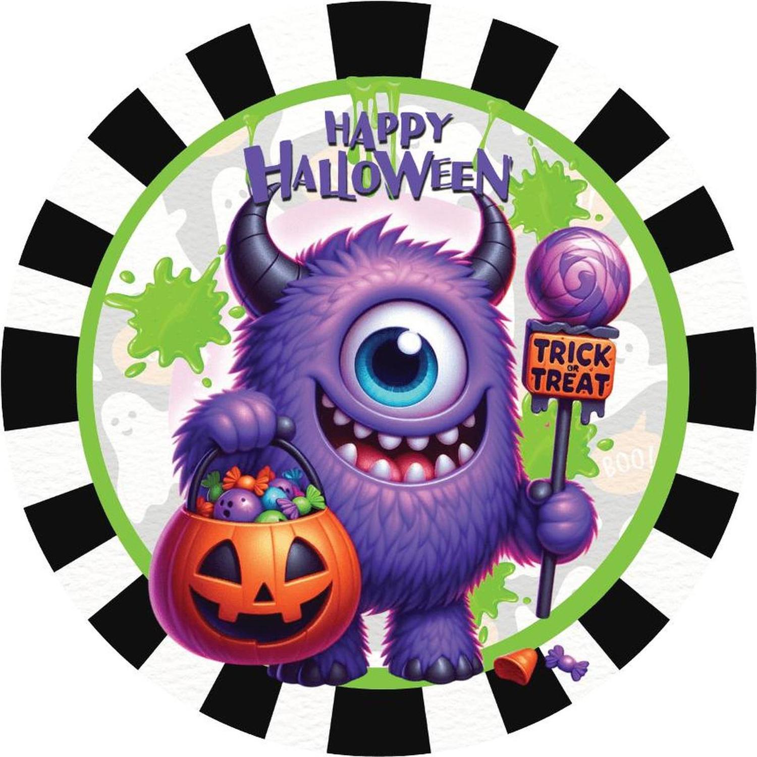 Shop For Happy Halloween Purple Monster Sign