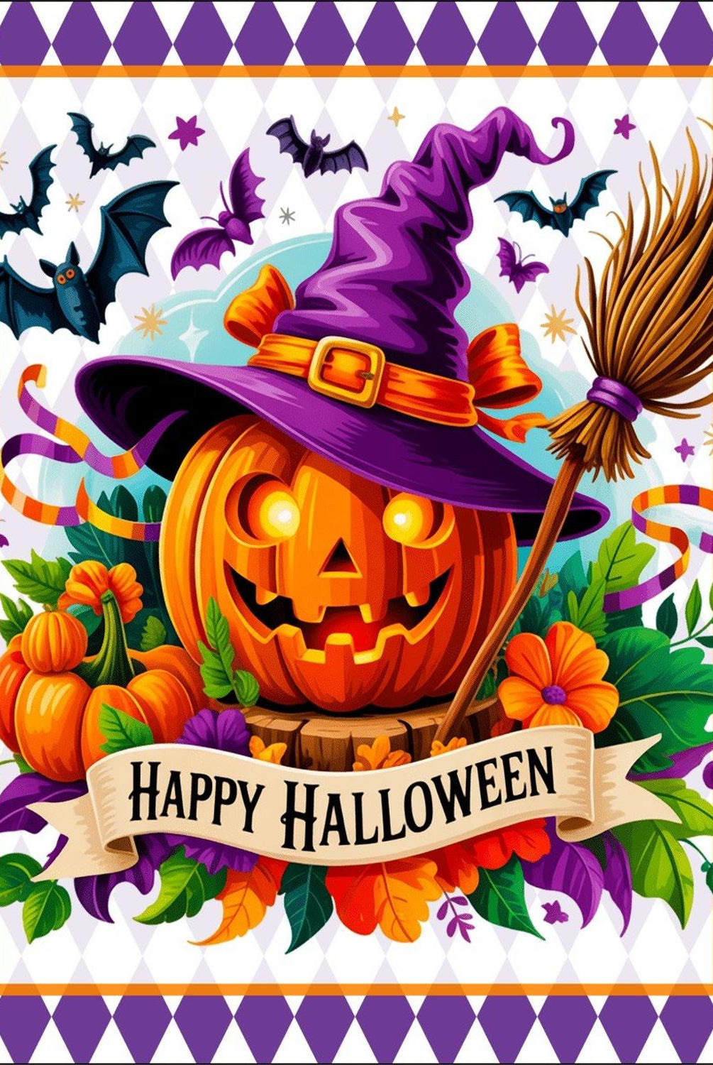 Happy Halloween Witch Pumpkin Sign