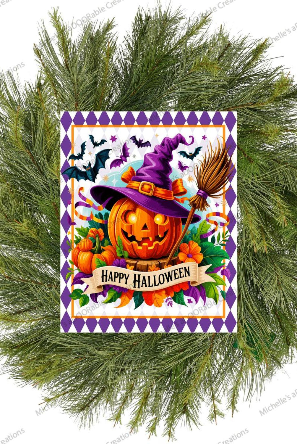 Happy Halloween Witch Pumpkin Sign