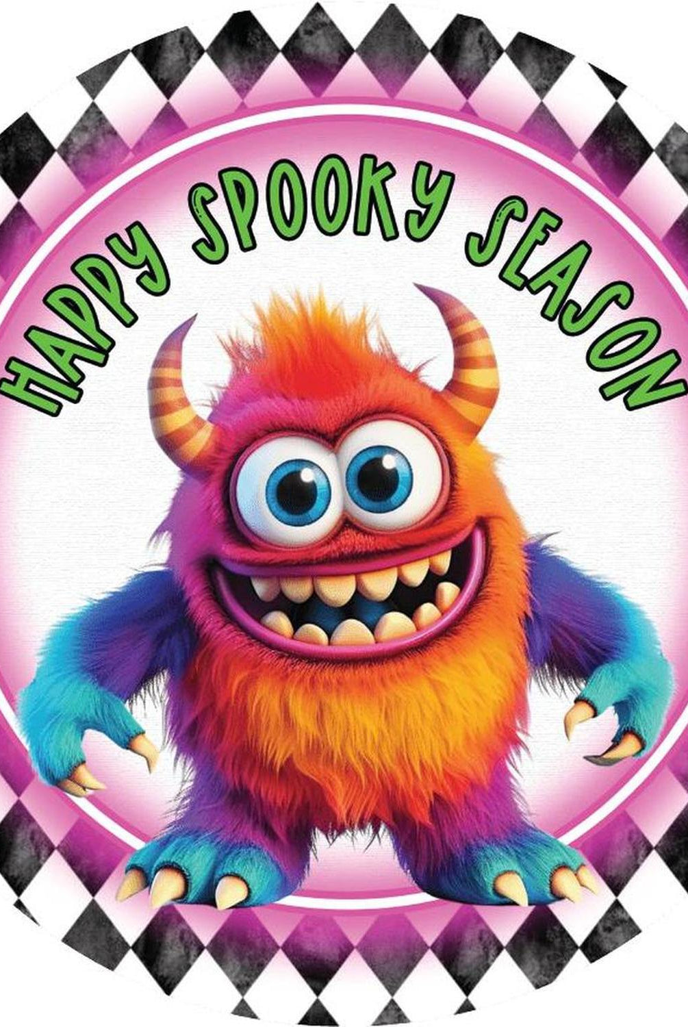 Happy Spooky Season Orange Monster Sign