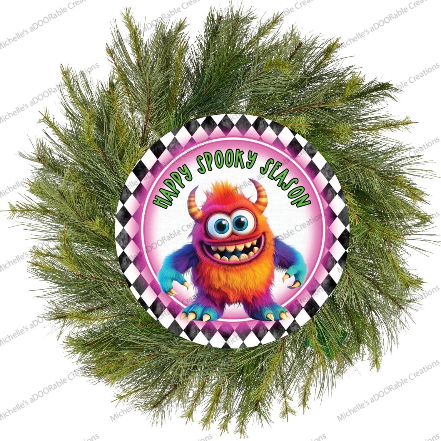 Shop For Happy Spooky Season Orange Monster Sign