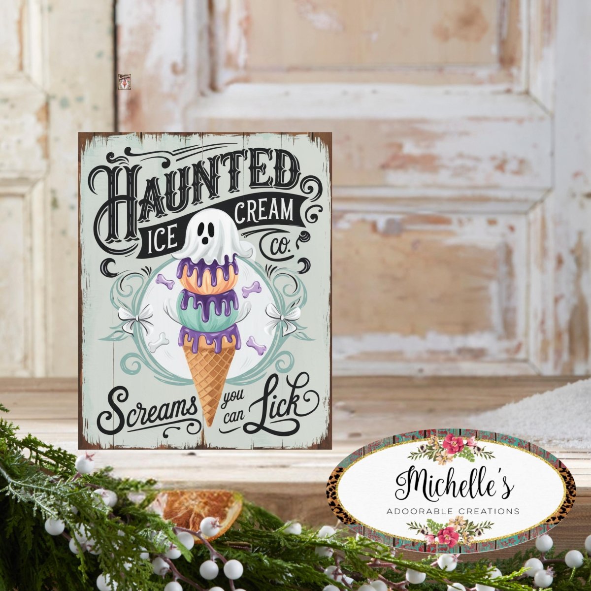 Shop For Haunted Ice Cream Halloween Sign