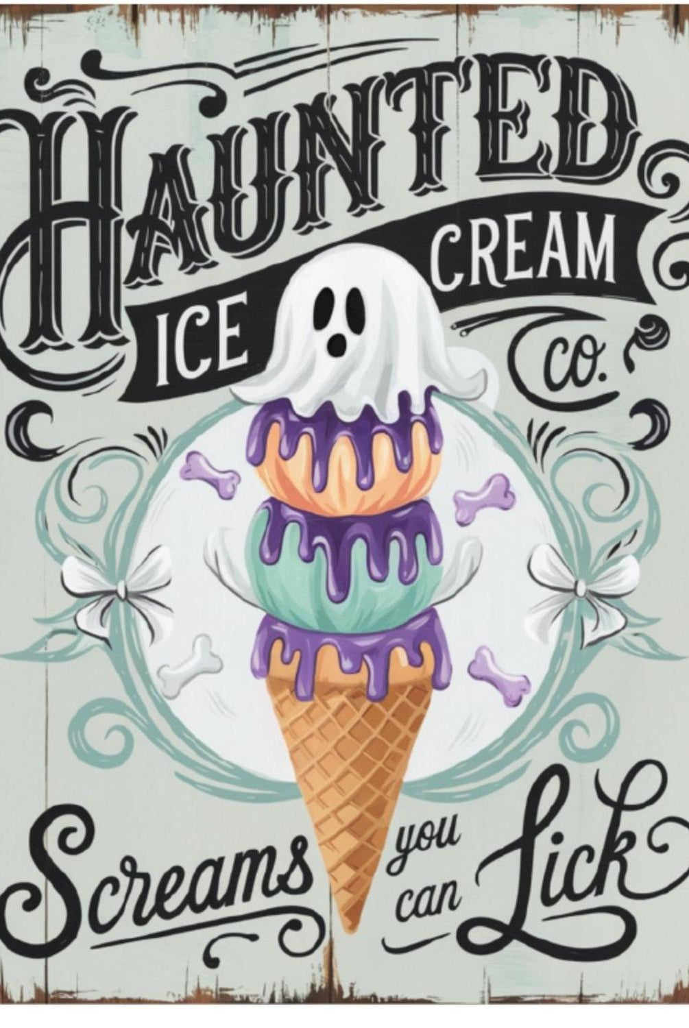 Haunted Ice Cream Halloween Sign