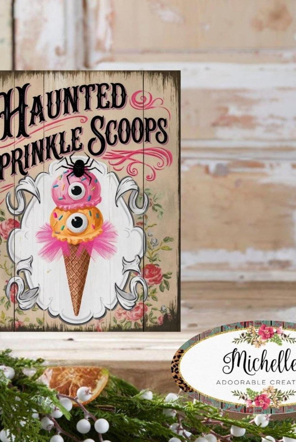 Haunted Sprinkle Scoops Halloween Sign