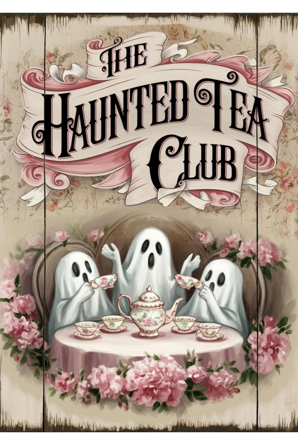 Haunted Tea Ghost Club Halloween Sign