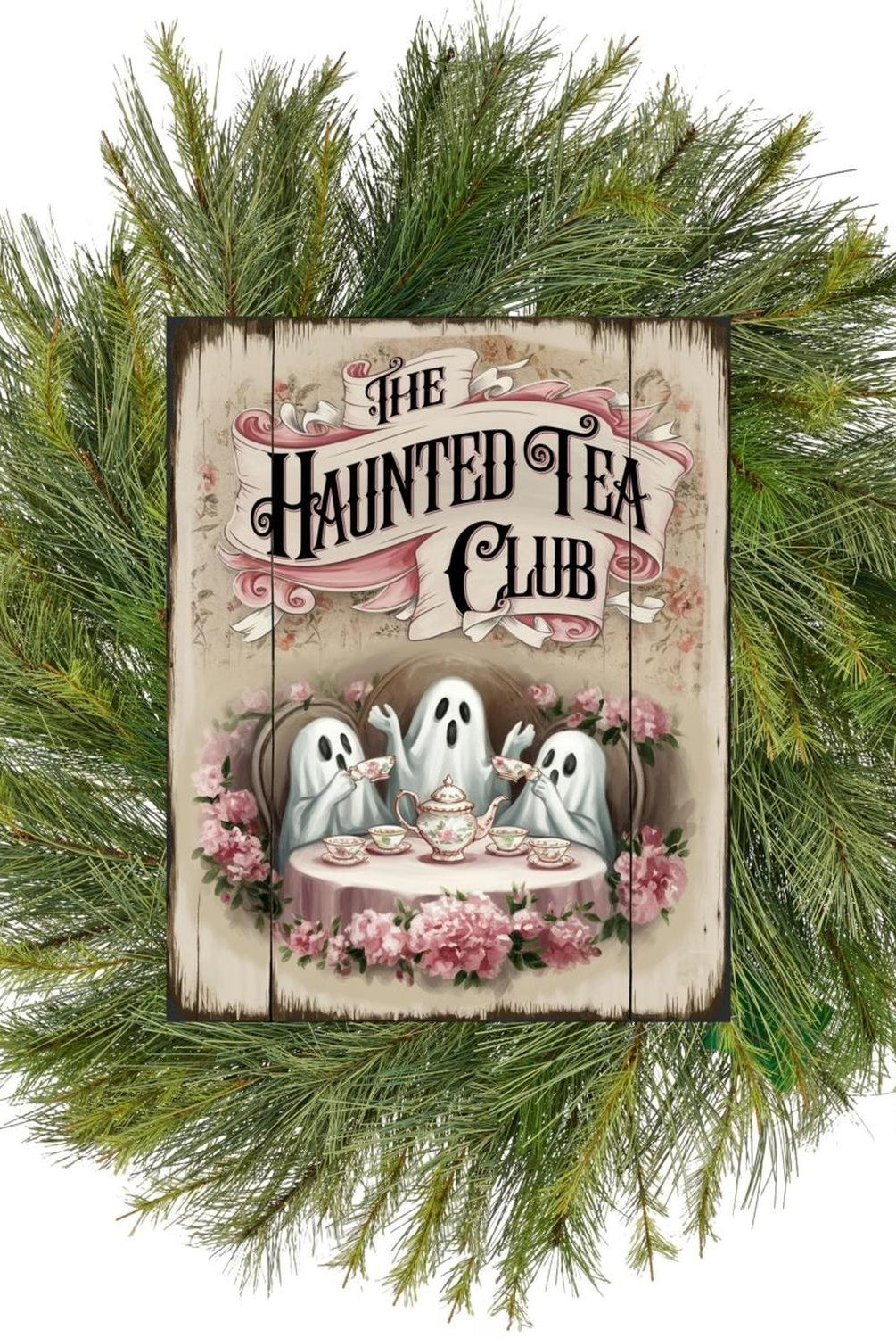 Haunted Tea Ghost Club Halloween Sign