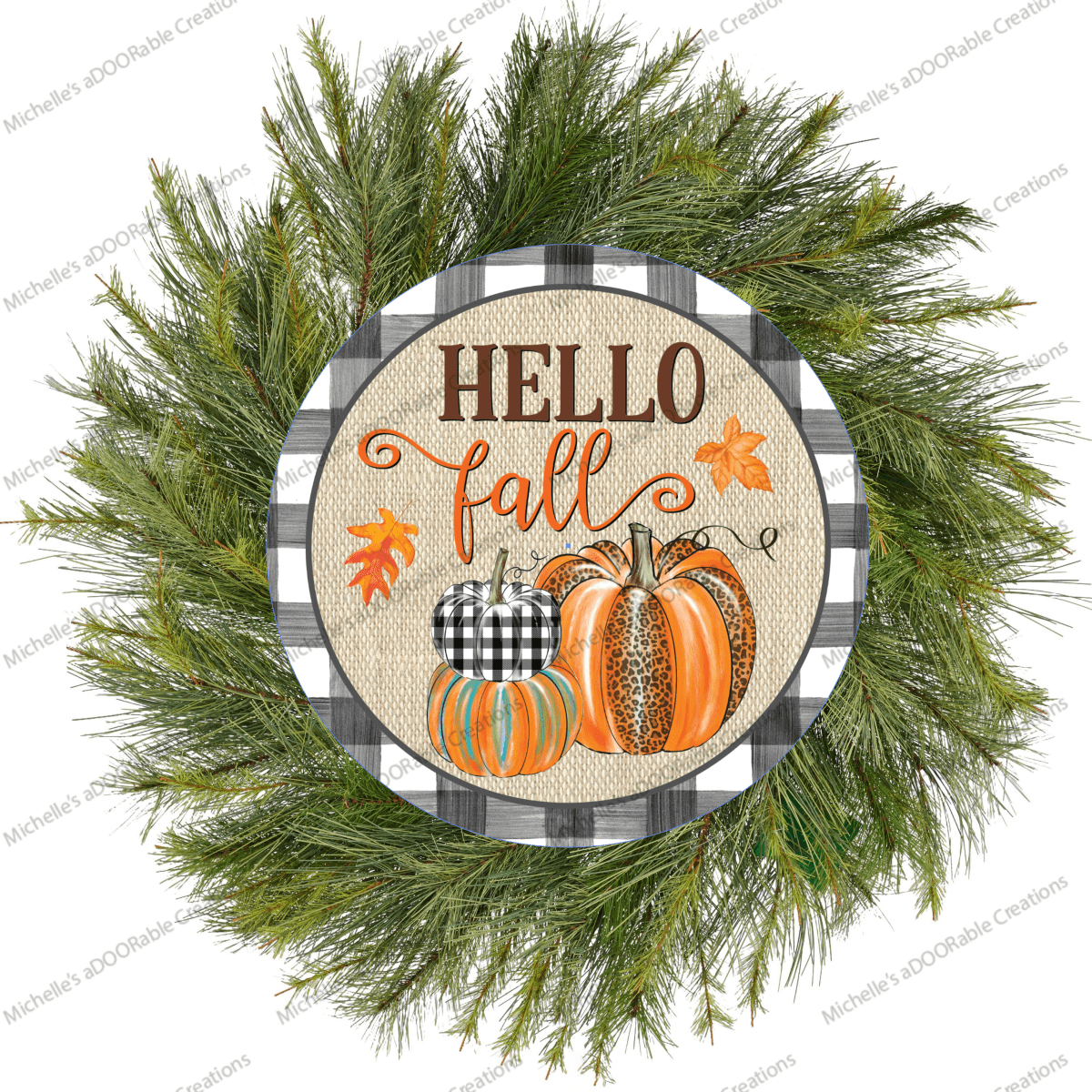 Shop For Hello Fall Leopard Pumpkins Black Plaid Sign