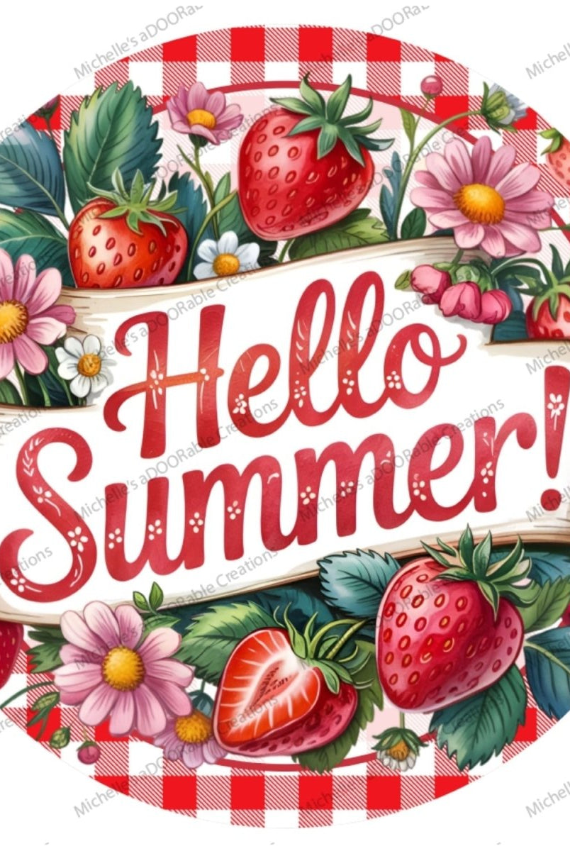 Shop For Hello Summer Strawberry Metal Sign