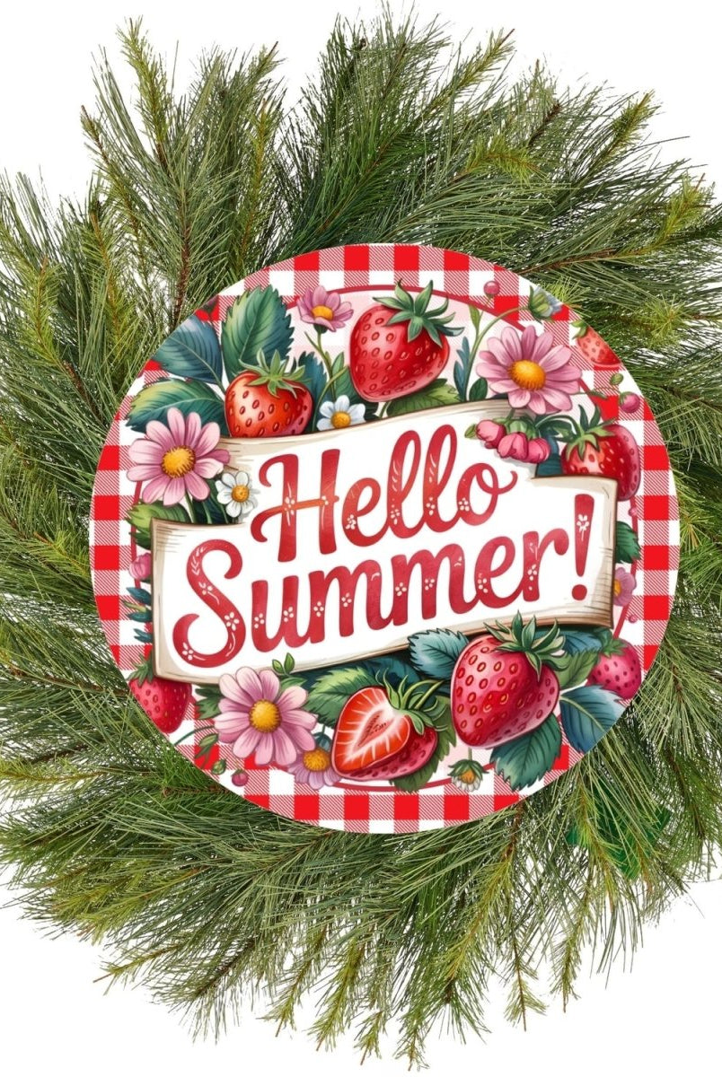 Shop For Hello Summer Strawberry Metal Sign