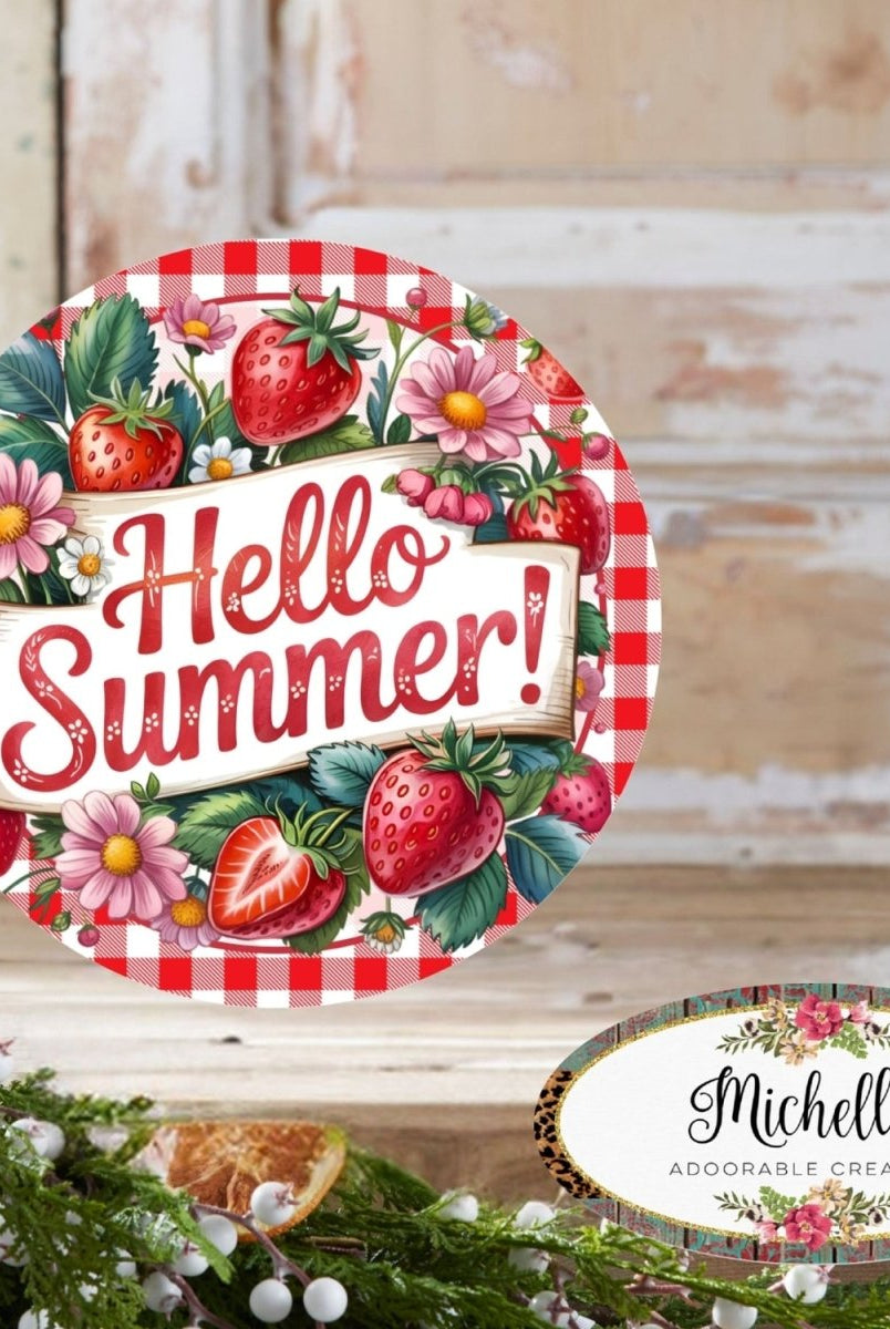Shop For Hello Summer Strawberry Metal Sign