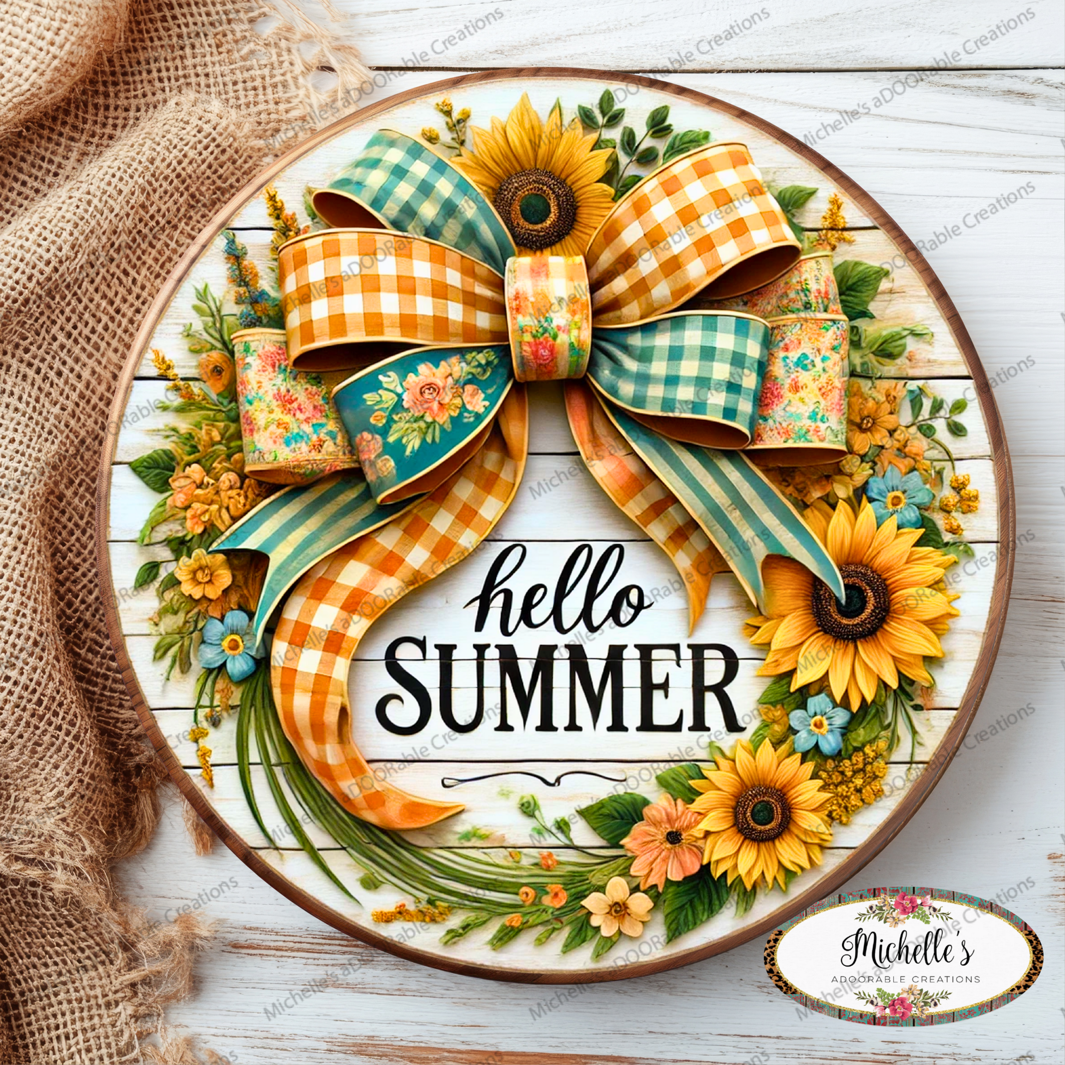 Shop For Hello Summer Sunflower Bow Sign