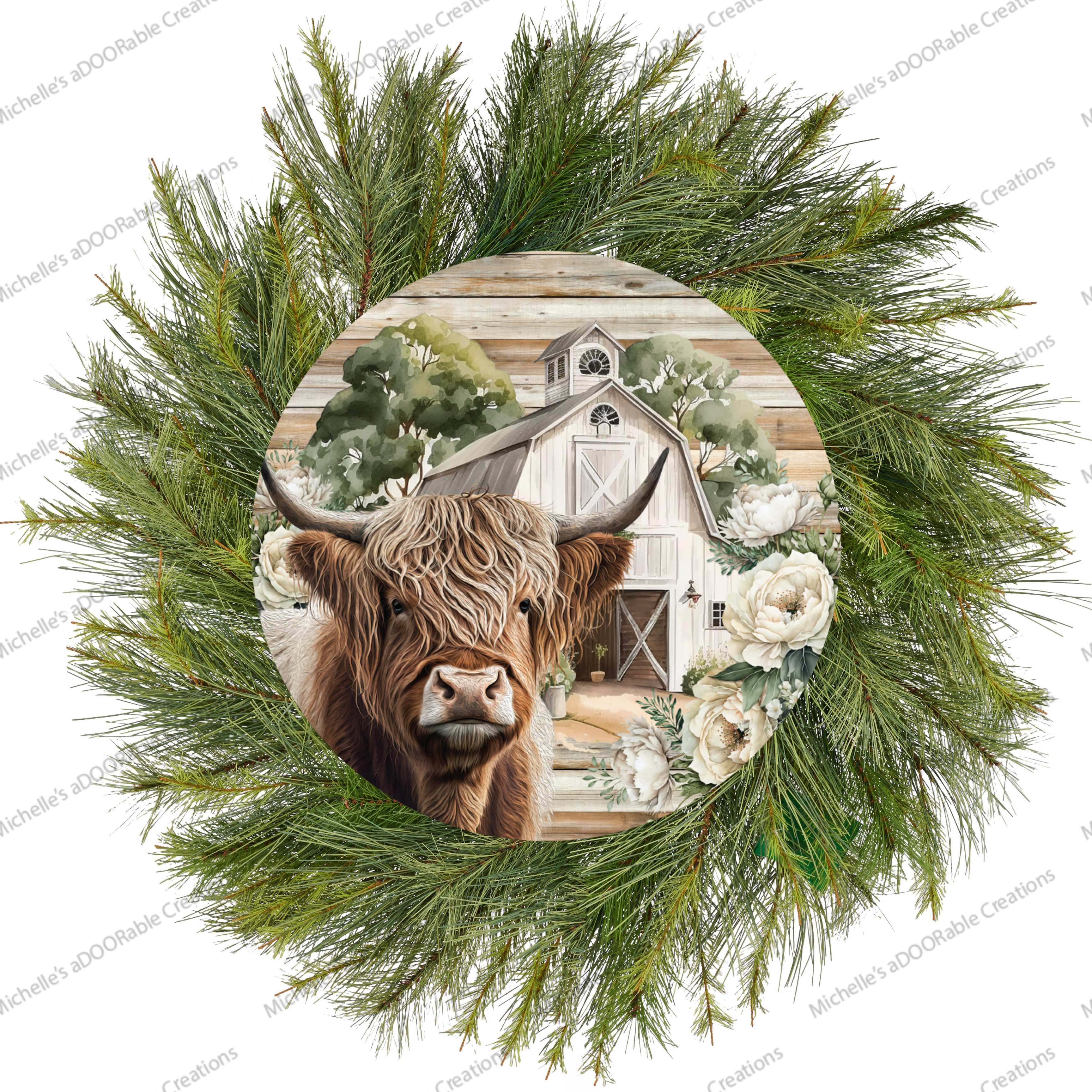 Shop For Highland Cow White Barn Florals Sign