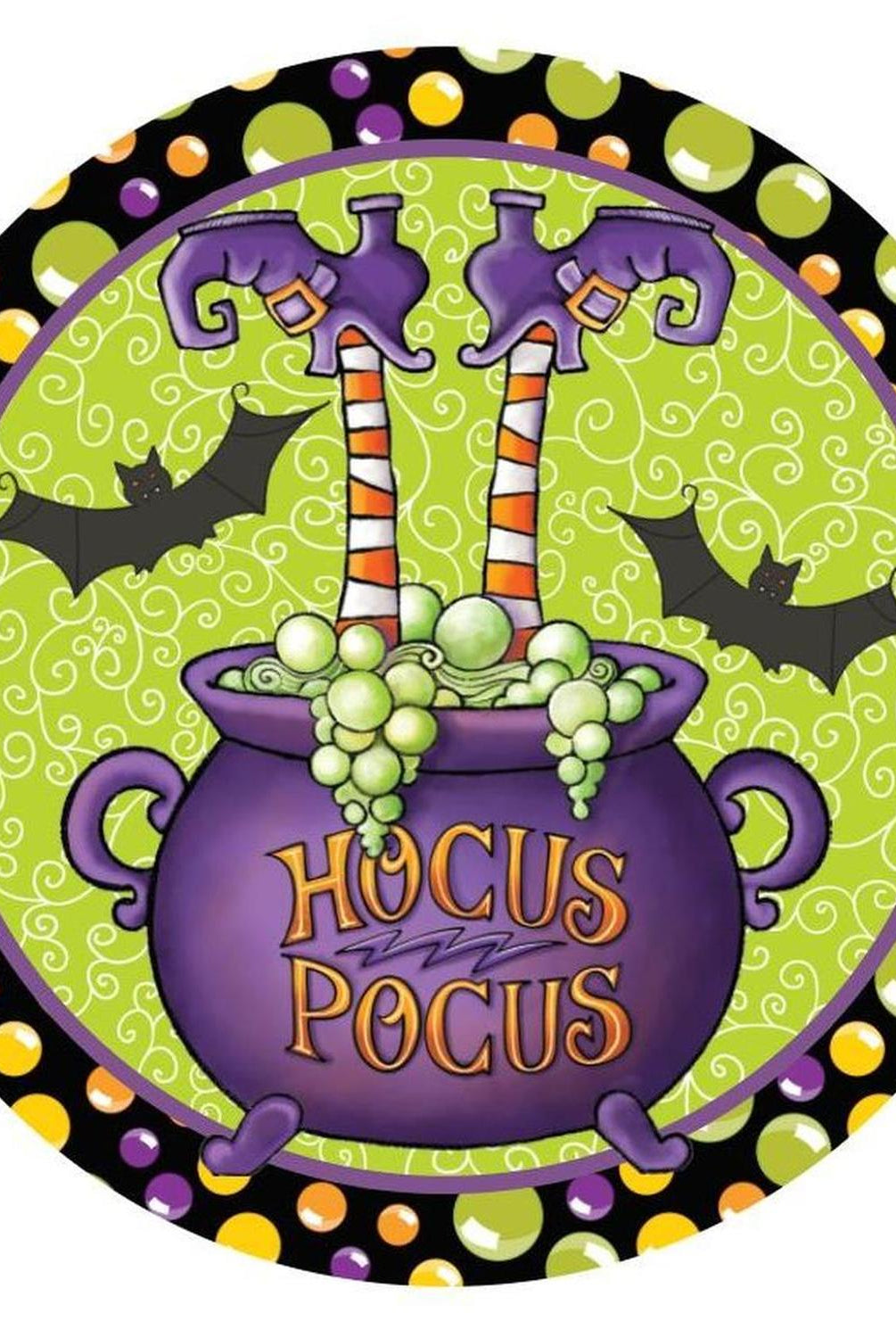 Hocus Pocus Witch Leg Cauldron Sign