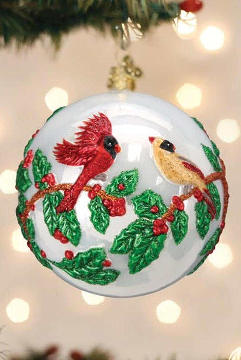 Hollyberry Birds Round Ornament