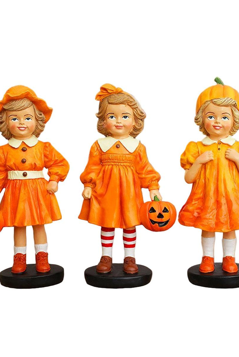 Shop For Inviting Pumpkin Girl Trio Set of Figurines, 6" Victorian Autumn Fall and Halloween Table Decoration