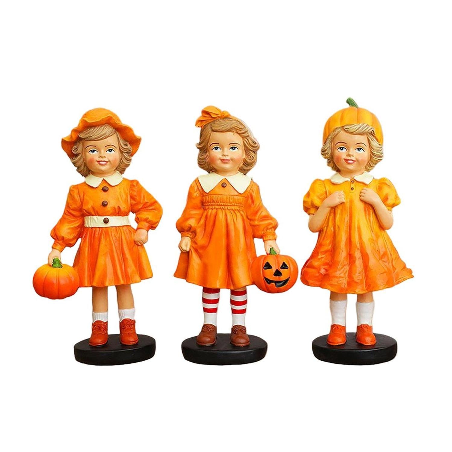 Shop For Inviting Pumpkin Girl Trio Set of Figurines, 6" Victorian Autumn Fall and Halloween Table Decoration