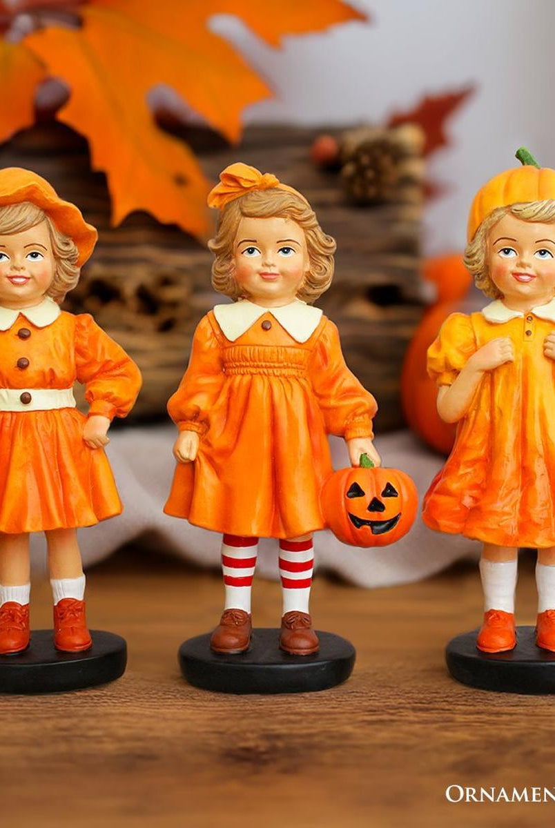Shop For Inviting Pumpkin Girl Trio Set of Figurines, 6" Victorian Autumn Fall and Halloween Table Decoration