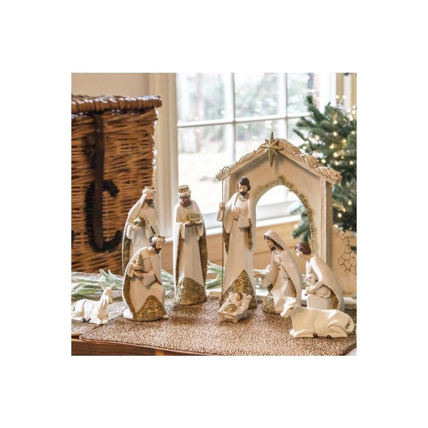 Shop For Ivory and Gold Nativity Set at Michelle's aDOORable Creations