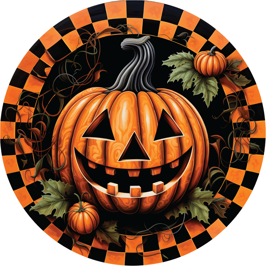 Shop For Jack O Lantern Checkered Pumpkin Sign