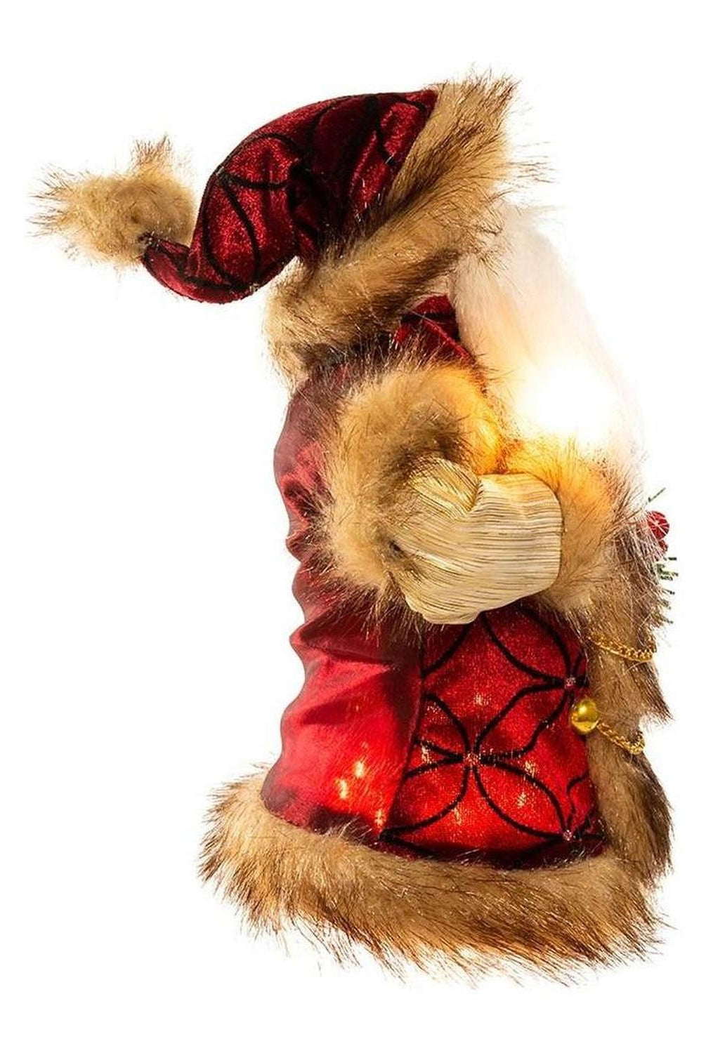 Kurt Adler 10" Burgundy and Brown Santa Treetop