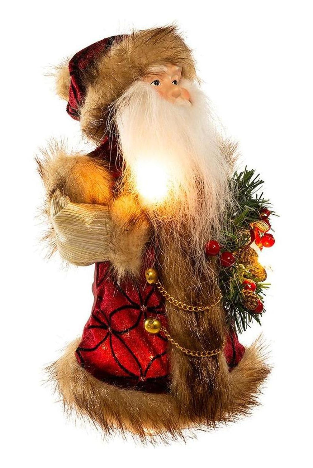 Kurt Adler 10" Burgundy and Brown Santa Treetop