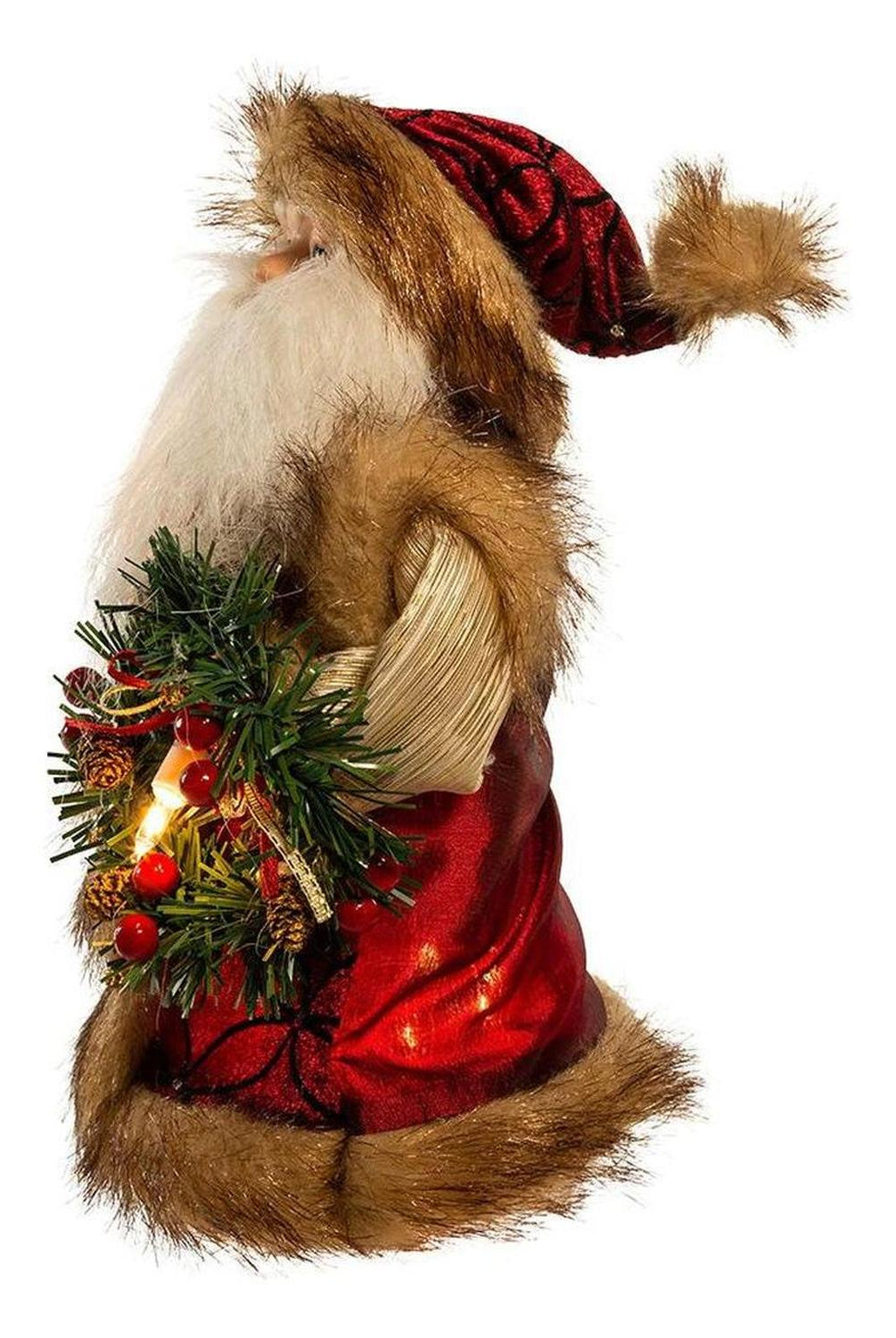 Kurt Adler 10" Burgundy and Brown Santa Treetop