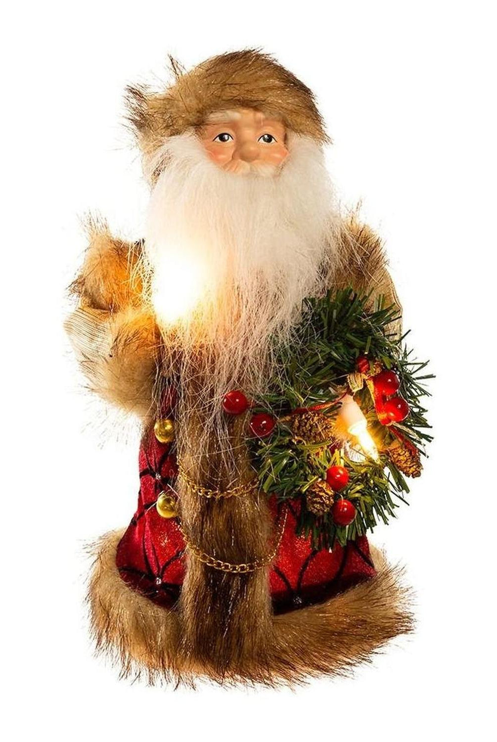Kurt Adler 10" Burgundy and Brown Santa Treetop