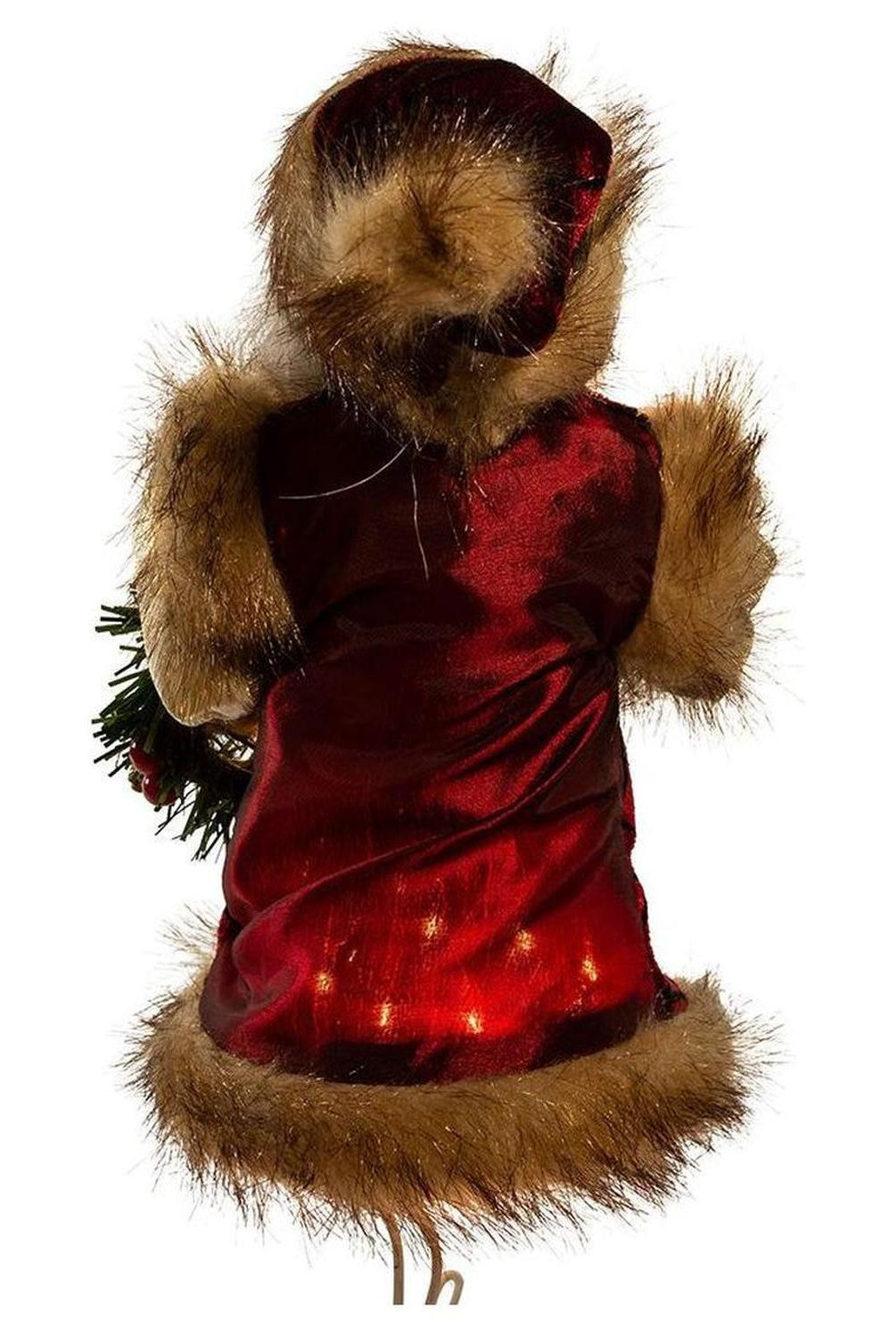 Kurt Adler 10" Burgundy and Brown Santa Treetop