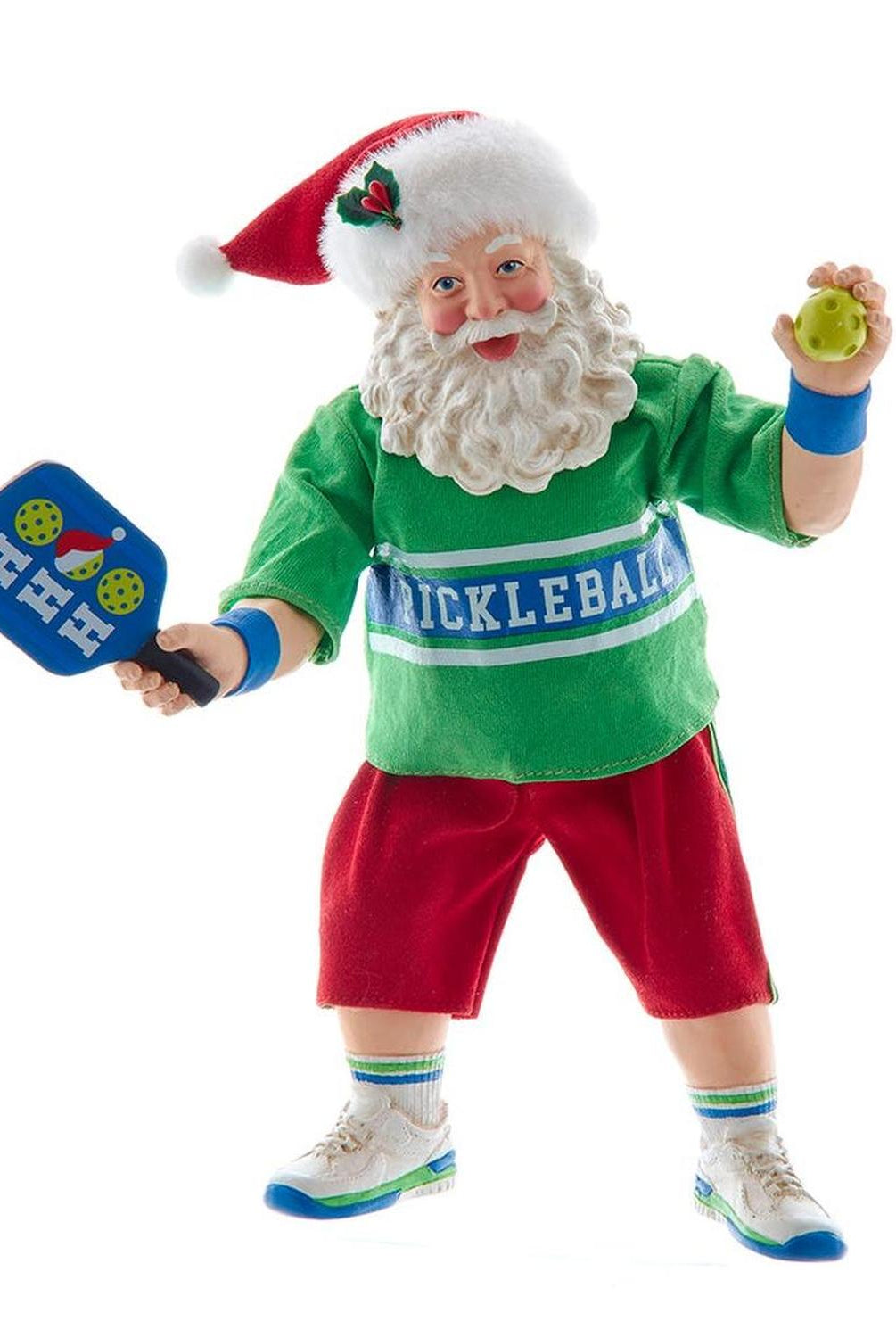 Kurt Adler 10-Inch Fabriché Santa Playing Pickleball