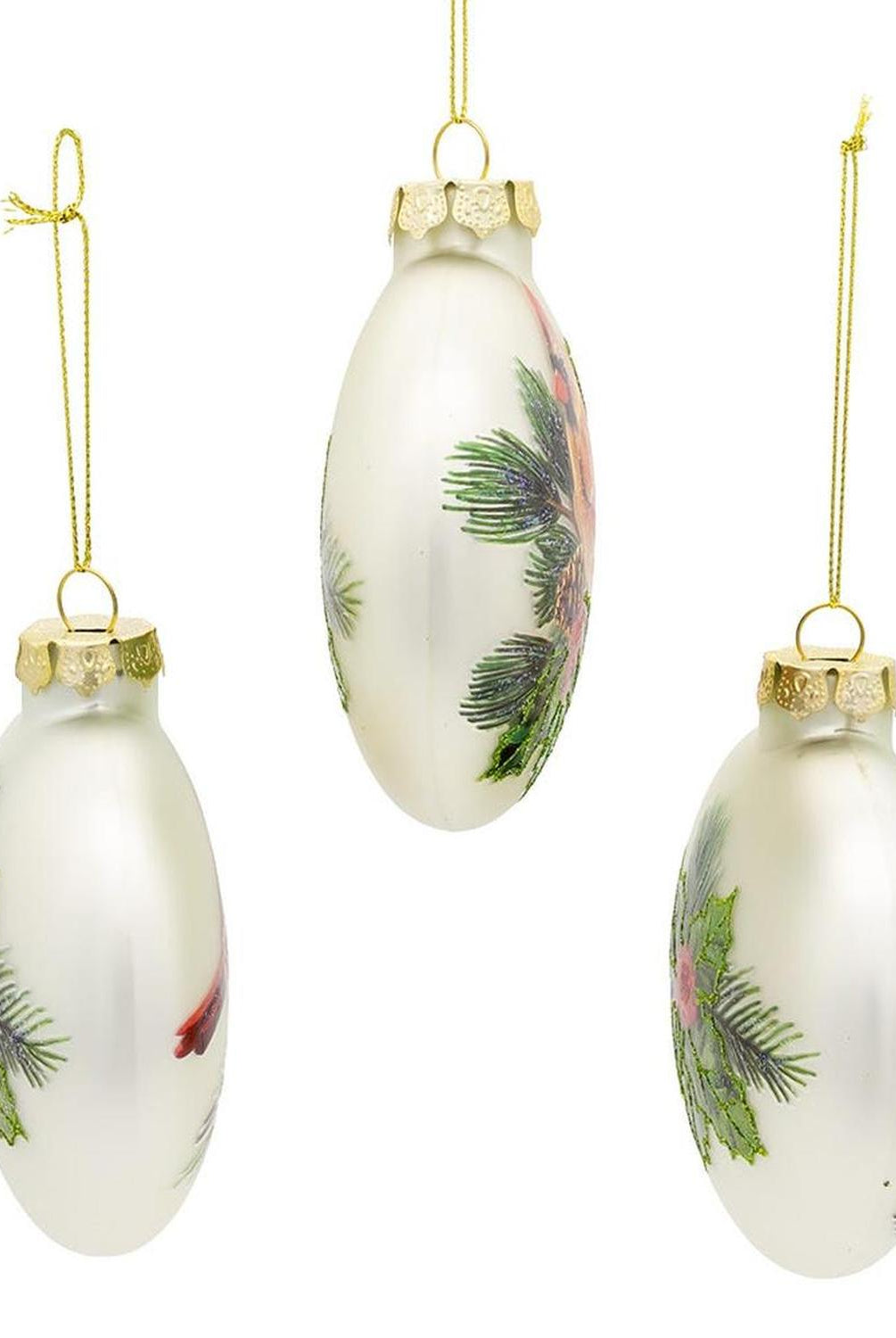 Kurt Adler 100MM Glass Cardinal Flat Ball Ornaments, (Set of 3)