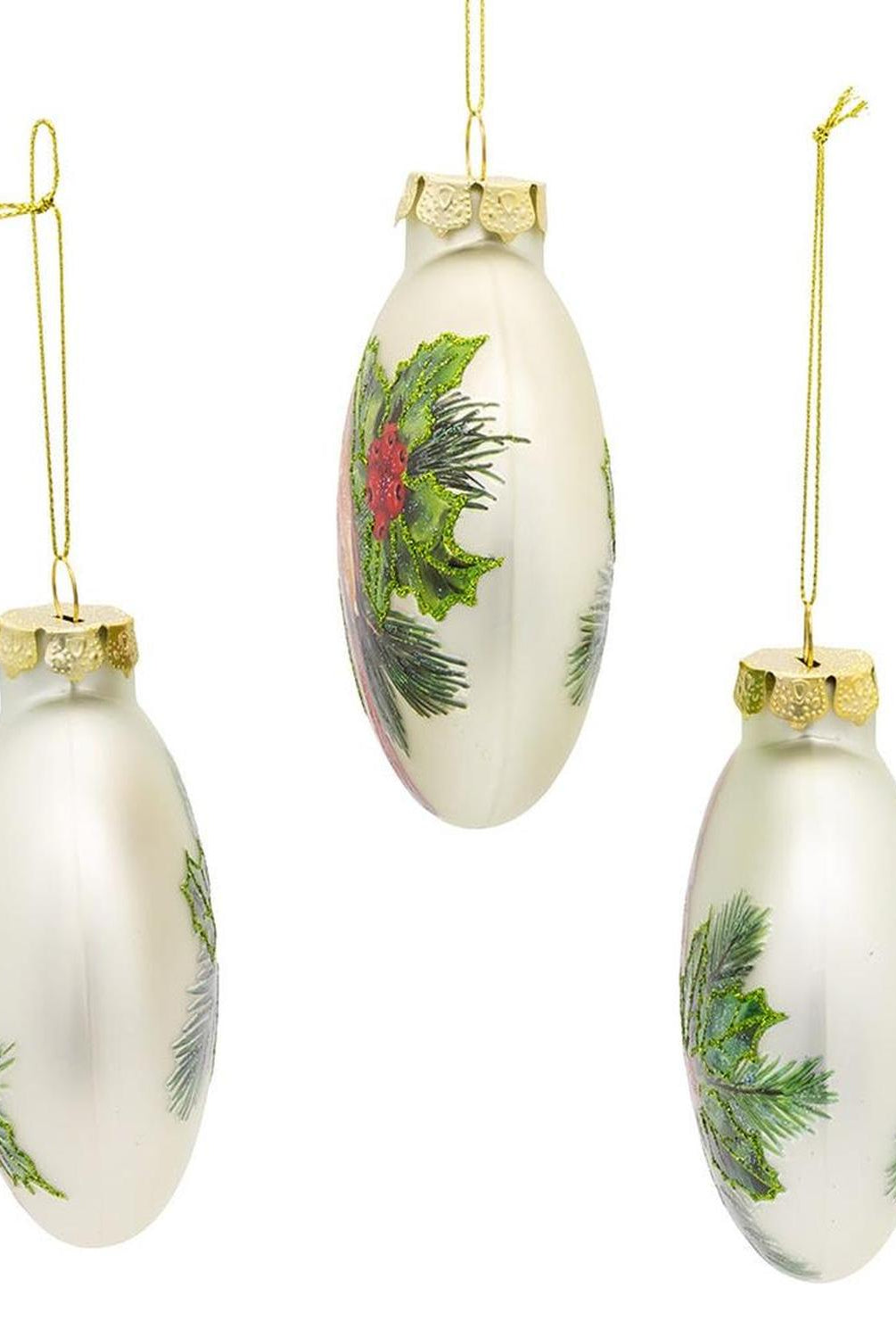 Kurt Adler 100MM Glass Cardinal Flat Ball Ornaments, (Set of 3)