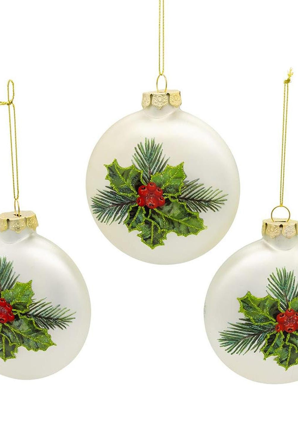 Kurt Adler 100MM Glass Cardinal Flat Ball Ornaments, (Set of 3)