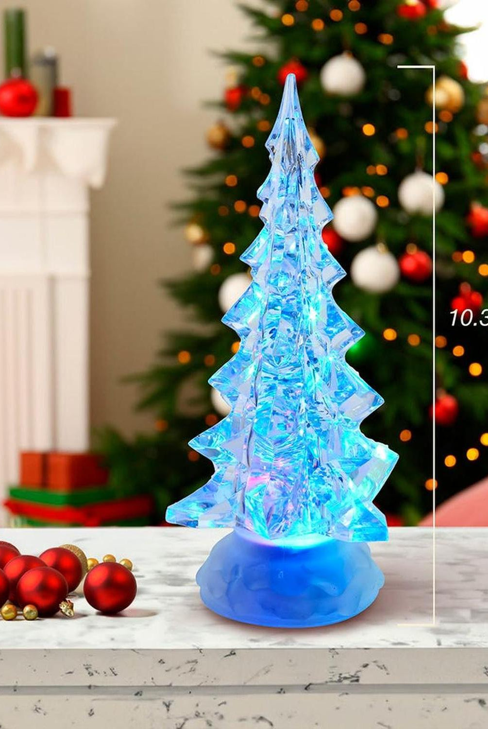 Kurt Adler 10.25-Inch LED Clear Tree Table Piece with Motion