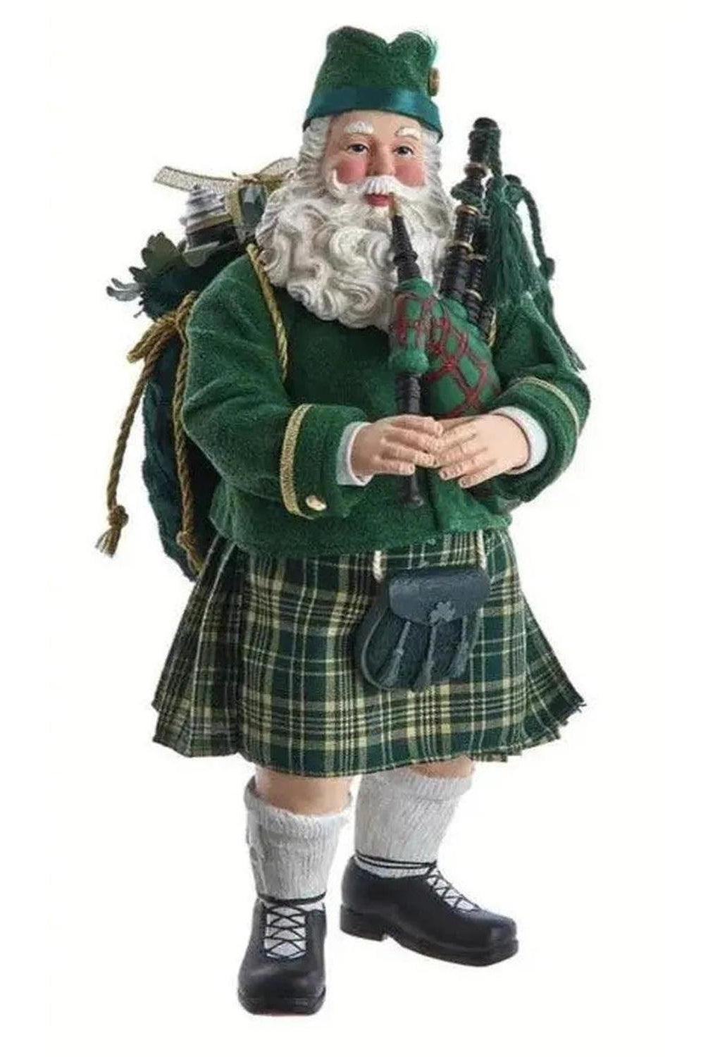 Kurt Adler 10.5" Fabriché™ Musical Irish Bagpiper Santa
