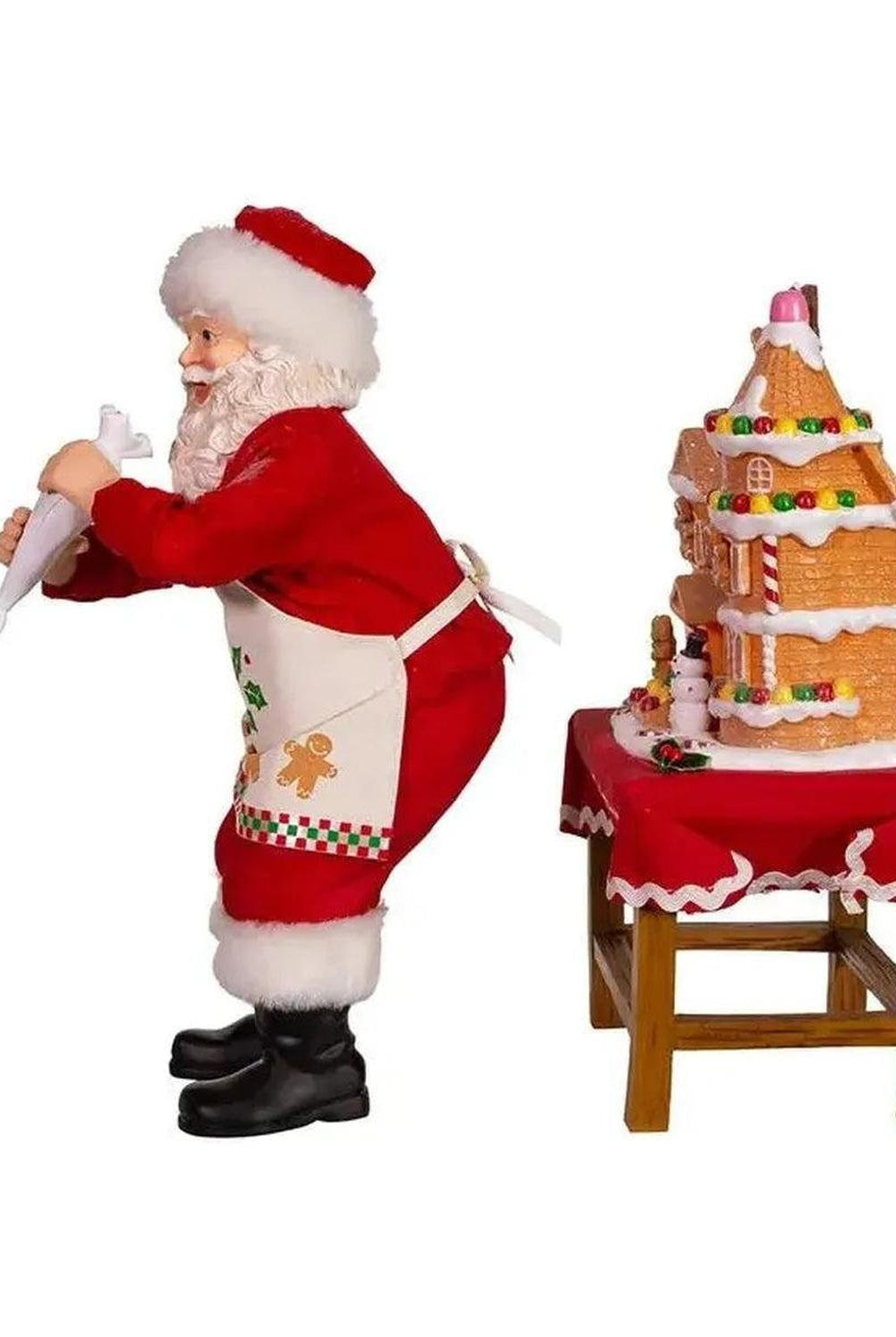 Kurt Adler 10.5" Fabriche Santa Decorating LED Gingerbread House Table Piece