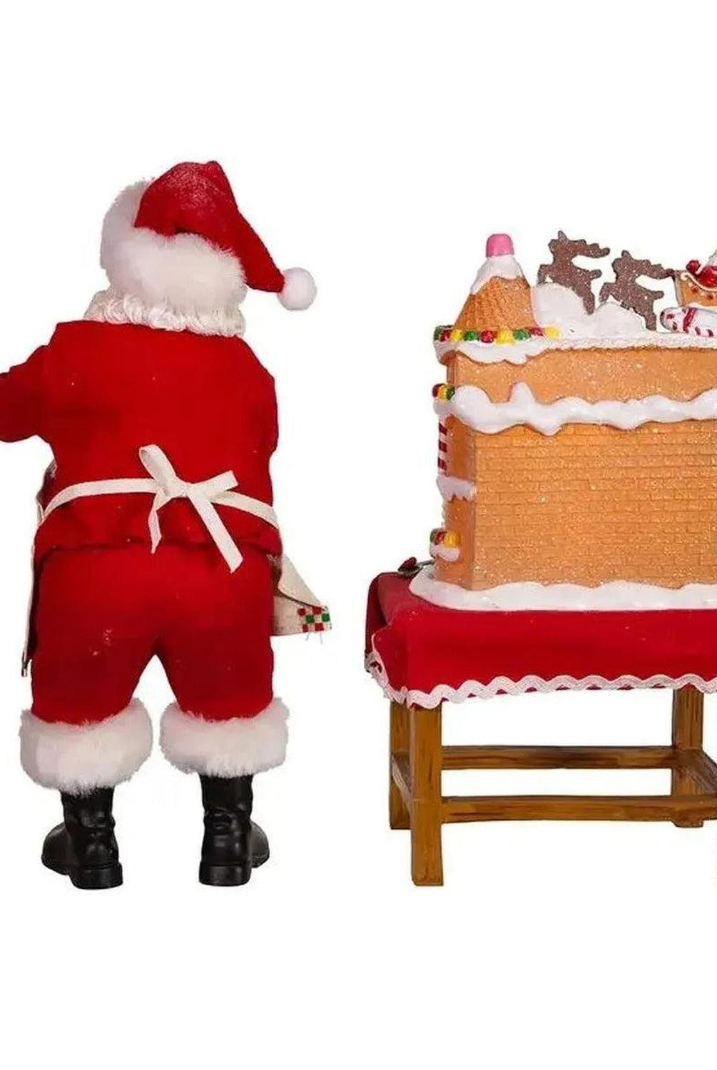 Kurt Adler 10.5" Fabriche Santa Decorating LED Gingerbread House Table Piece
